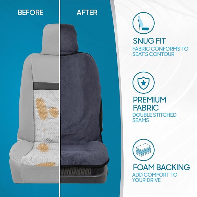 BDK UltraFit Waterproof Towel Seat Covers for Cars - 1 Piece Washable Cloth Car Seat Cover Towels Front Seats - Sweat Seats Protector for Gym, Swimming, Surfing, Running - Universal Fit for Most Cars - Image 6