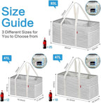 LHZK Standing Utility Tote Bag with Metal Wire Frame and the Sides Rinforced, Large Tote Bag with Handle, Reusable Grocery Bags Foldable, Beach Bag, Car Tote (Gray, 18.5''x11.8''x11.5'') | Metal Wire Frame - Image 4
