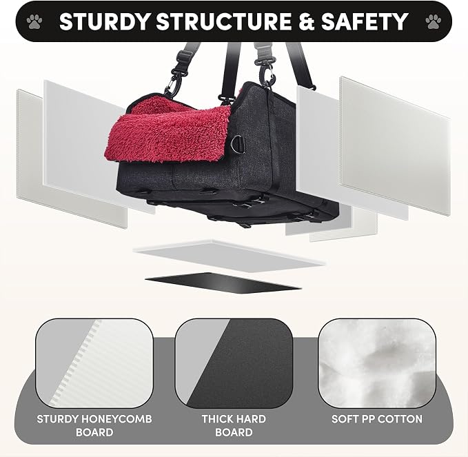 BurgeonNest Center Console Dog Car Seat for Small Pets to 11lbs, Red | Anti-collapse armrest Console seat with washable fluffy cushion, pillow & tether for stable, cozy pet travel trips. - Image 3