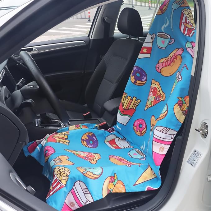 Car Seat Towel Covers Front Seats for Yoga,Gym,Workout,Sports,Running,Camping and Beach,Automotive Cute Washable Sweat Towels Driver Seat Cover Blanket for Cars Golf Trucks (Food, 1Pcs) - Image 3