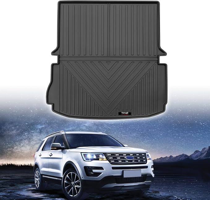 Custom for 2011-2019 Ford Explorer Cargo Mats Trunk Liner with 3rd Rear Seat Backrest Mat All Weather TPE Protection Mat Accessories (for 2011-2019 Ford Explorer) by Yonugli