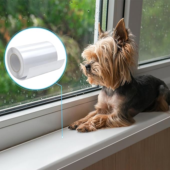 4in x 32.8ft Window Sill Protector, Door Protector from Dog Cat Scratching, Clear Sided Shield Protection Barrier Anti Cat Dog Scratching, Slobbering, and Clawing Furniture, Glass, Car Door by CODOHI