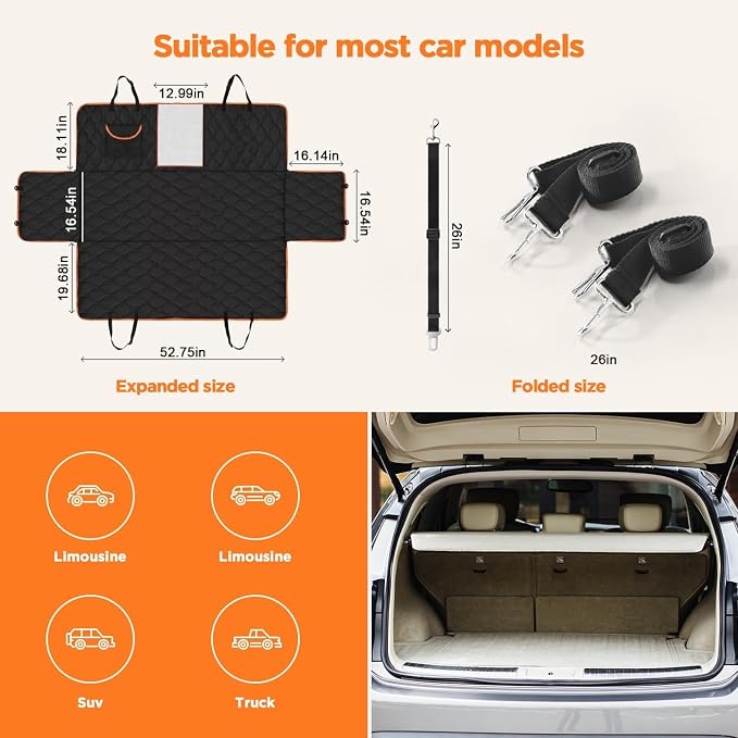 Shodu Waterproof Dog Car Seat Cover for Back Seat,Collapsible Scratchproof Dog Car Seats Covers,Nonslip Dogs Seat Cover with Mesh Window,Storage Pocket,Side Flaps,Universal Size Fit for Car/Truck/SUV - Image 5