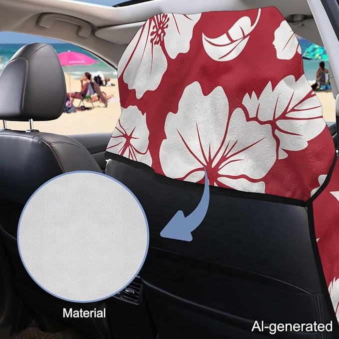 Horeset Hibiscus Flower Car Seat Towel Covers Anti-Slip Car Seat Cover Protection Washable Vehicle Seat Protectors Easy Installation Machine Washable for Trucks SUV - Image 6