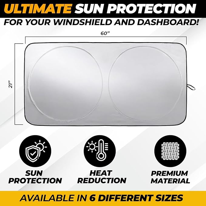 Autovir Windshield Sun Shade for Jeep, 280T UV Sun Blocker, Visor Shield | 280T Thickened | Blocks 99% Heat | Fit for Gladiator | Rubicon | Wrangler - Image 3