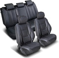 Coverland Premium Car Seat Covers Full Set Waterproof Interior Protector | Airbag Compatible Non-Slip Seat Cover for Explorer, Cherokee, CX-50, Cayenne, Corolla Cross [Full set Black-Size Chart X51] by Coverland