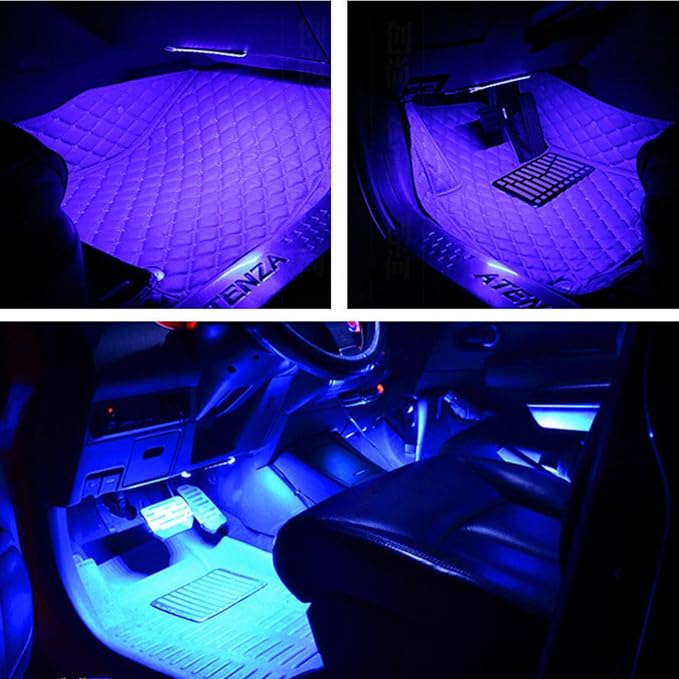 EJ's SUPER CAR 4PCS 48 LED Car Interior Lights, Blue Under Dash Light Kit | 12V Car Charger Powered, Waterproof Blue Neon Atmosphere Light Strips for Car Interior Decoration and Accent Lighting - Image 8
