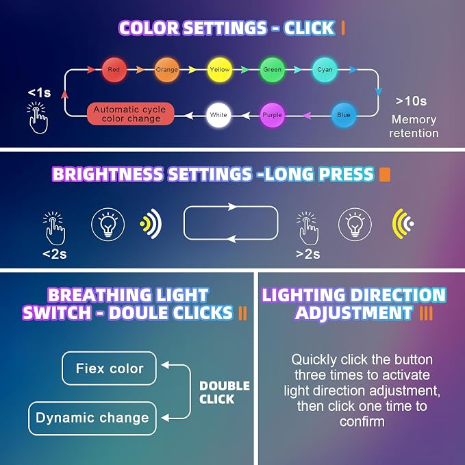 Frienda 2 Pcs Mini USB Light Car LED Interior Light, Type-c | 5v RGB Foldable Lighting, Adjustable 8 Color and Brightness, Smart USB Night Lamp for Cars Laptop Keyboard - Image 4