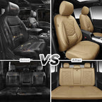 CAR PASS Luxury Nappa Leather Seat Covers Full Set, Water Resistant Faux Leather Seat Cover with Lumbar Support, Breathable Automotive Seat Covers Universal Fit for Sedan SUV Van Truck, Pure Beige - Image 7