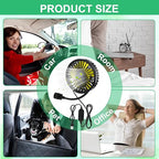 Glooglitter 2 Pcs Car Fan USB for Rear Seat Passenger Portable Headrest 360 Degree Rotatable 3 Speed 12v/ 24v Automobile Ventilation Fan with Clip for SUV Backseat, RV, Vehicles(Practical,Black) - Image 7