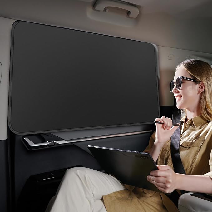 Silver Car Window Sun Shade - Side Thiken Curtain Magnetic 100% Block Light Car Window Covers with Cooler Feeling (Silver, D-Back-2pcs) - Image 4