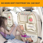 kids Leather Car Backseat Organizer with Foldable Table Tray, Car Storage Organizer with Tablet Holder, Car Seat Back Protectors Kick Mats, Travel Accessories (SEA OTTER2) - Image 6