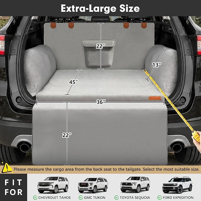 SUV Cargo Liner for Dogs, Orthopedic SUV Dog Bed, Extra Large | Waterproof pet cargo cover with bumper flap protector, scrachproof non-slip dog cargo liner for SUV, 45 x 36 in - Image 7