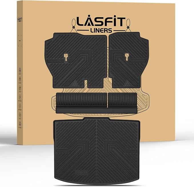 LASFIT Cargo Mat in Lower Position for Honda CR-V 2023-2026(Only Gasoline) | All Weather Custom Fit Anti-Slip Pet Friendly Easy Clean TPE Trunk Mat with Backrest Mat (Not for Hybrid) by LASFIT