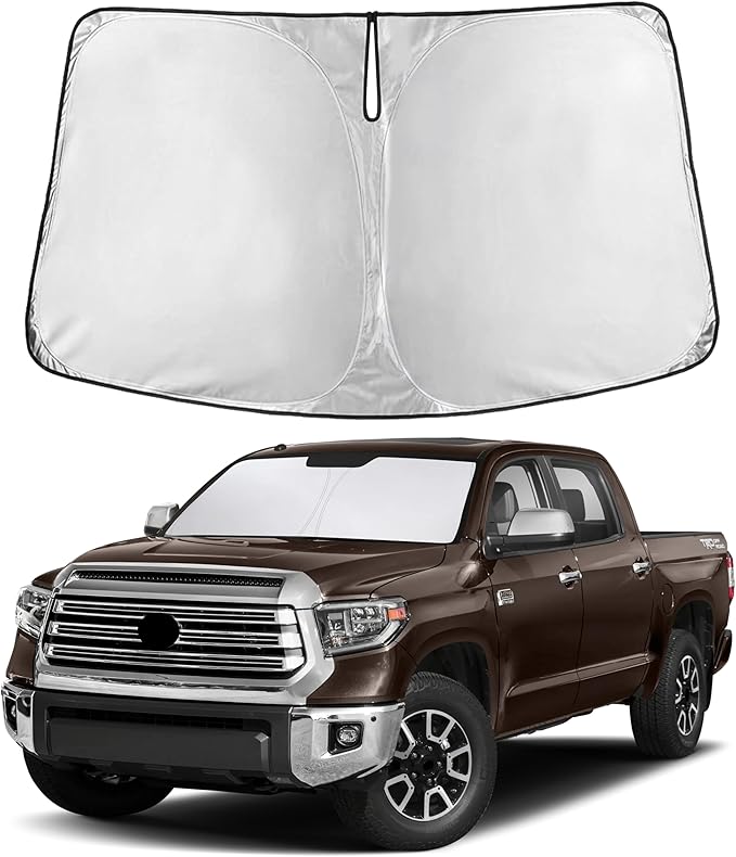 EcoNour Windshield Sunshade Compatible for Toyota Tundra 2007-2020 2021 | Sun Visor for Front Windshield & Window Sun Shade Cover, UV Heat Blocker & Protector, Car Accessories by EcoNour