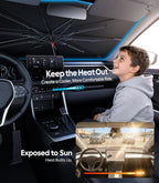 Wigoo Car Windshield Sun Shade Umbrella, A7 (43.5 * 21.9 in) | Universal, UV Block & Heat Insulation, Reinforced Shaft, Foldable Sunshade, Keeps Car Cool & Protects Interior - Image 2