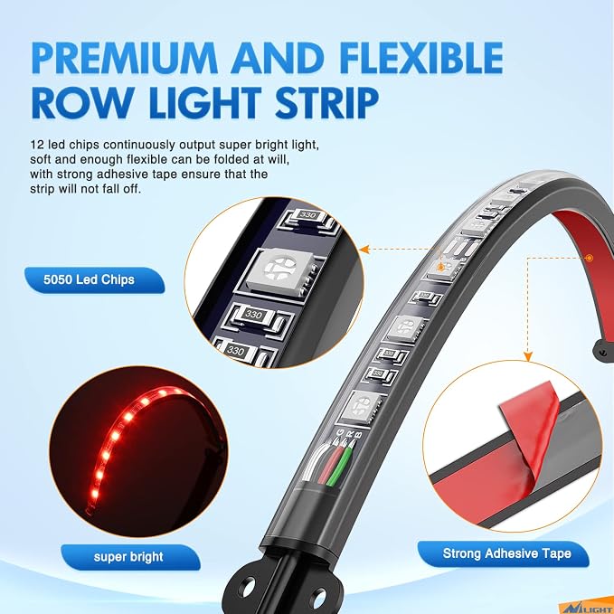 Nilight 4PCS USB Car Interior Lights RGB App and Button Control | 5V DC Multi Color Music Car Neon Accent Light Strips Under Dash Lighting Kit with Sound Active Function - Image 4