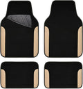 CAR PASS Waterproof Car Floor Mat, Universal Fit Car Mats with Driver Heel Pad, Leather Car Carpet, Anti-Slip Nibbed Backing Floor Mats for SUV, Vans,Sedan,Truck, Automotive Floor Mats (Black Beige) by CARPASS