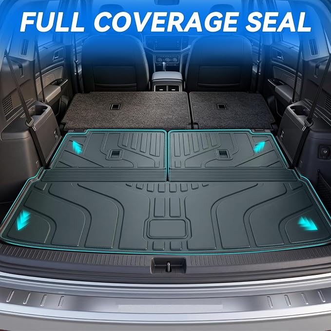 GYGY Cargo Mat Trunk Liner with Backrest Mats Fit for 2018-2025 2026 Volkswagen VW Atlas (6 or 7 Seats Only, Not for Cross Sport), All Weather Waterproof TPE Rear Cargo Tray - Image 2