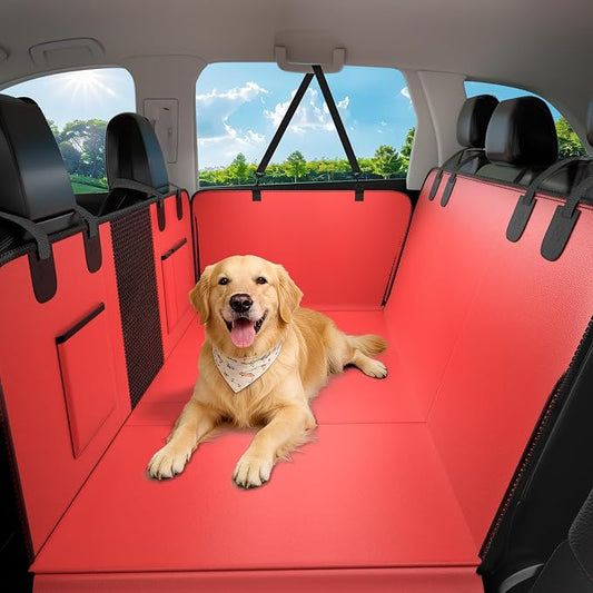 Hard Bottom Dog Car Seat Cover, 52"×65", Waterproof PU Leather | Stable Hard Bottom Support for Comfortable Rides with Large Dogs by JKLESADirect
