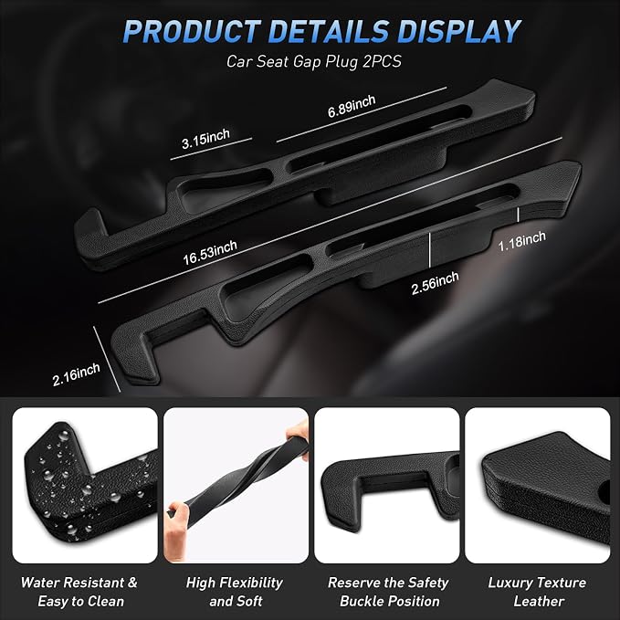 Car Seat Gap Filler 2Pack, Inserts Between Seats Console with Organizer Storage Upgraded Phone Holder Car Side Seat Gap Fillers Cars Front Seats Fill Plug Car Essentials for Vehicle SUV Truck (Black) - Image 7