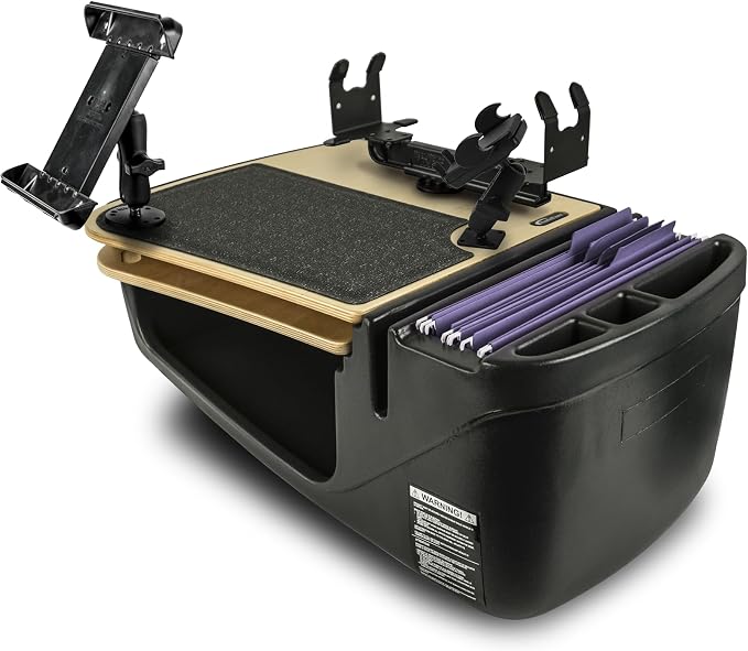 AutoExec AE-GMCD-PM-PS-TAB-11M GripMaster Car Desk for Your Vehicle Workstation and Mobile Office, Natural with Phone Mount, Printer Stand and Tablet Mount by AutoExec