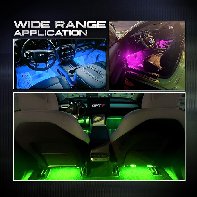 OPT7 Aura RGB Interior SUV & Van Lights with Remote Control, 6PC LED Kit | Extended Footwell Lighting, Full SUV Coverage, 3-Row Car Decor, Interior Ambient Glow, Sound Sync,12V LED Strips - Image 2
