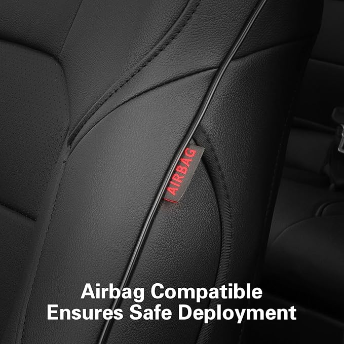 EKR Car Seat Covers for Toyota Camry 2018-2024 (Hybrid),Full Set | Custom Fit for Toyota Camry 2018-2024 XLE/XSE,Airbag Compatible,Waterproof Pet-resistant-Faux Leather(Black) - Image 5