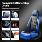 for GMC Terrain 2010-2025 2026 Car Seat Covers, Full Set, Blue | Luxury Full Coverage Leather Seat Protectors, Waterproof Breathable, Non-Slip, Easy to Install, Airbag Compatible, All-Season - Image 7