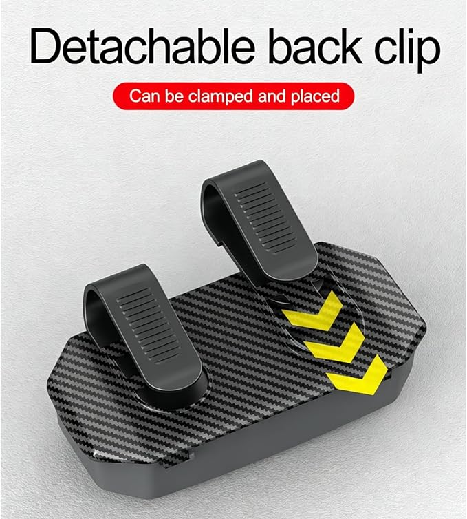 Sunglasses Holder for Car Visor, One-Handed Press to Open Car Glasses Case, Carbon Fiber Texture Visor Accessories Stability for Truck SUV Sedan, Anti-Scratch Velvet Interior (Grey) - Image 3