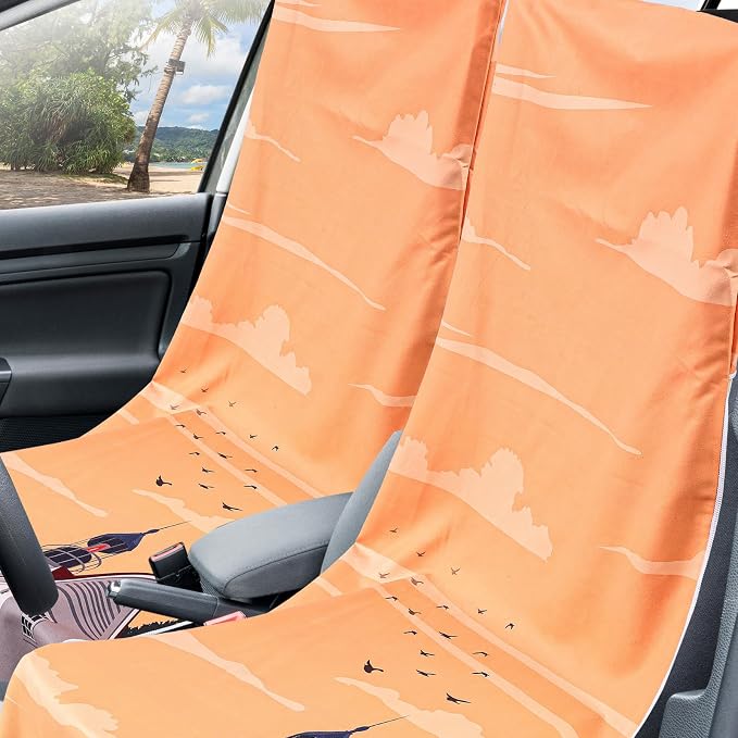 1 Pack Car Seat Towel Cover with Storage Bag, Mount Desert Island Style | 63 x 32 in Car Towel Seat Cover Non Slip Waterproof, Gym Workout Swimming Running, Machine Washable Sweat Absorbent Protector - Image 4