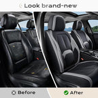 Coverado Seat Covers, Premium Nappa Leather Car Seat Covers Front Seats, Waterproof Car Seat Protector with Lumbar Support, Front Driver Seat Covers Universal Fit for Most Cars (Black&Gray) - Image 6