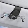 AICEL Sunglasses Holders for Car Sun Visor, Leather Magnetic Clip, Black | Leather Eyeglasses Hanger Mounter, Magnetic Glasses Holder and Ticket Card Clip, Car Accessories, Universal Fit by AICEL