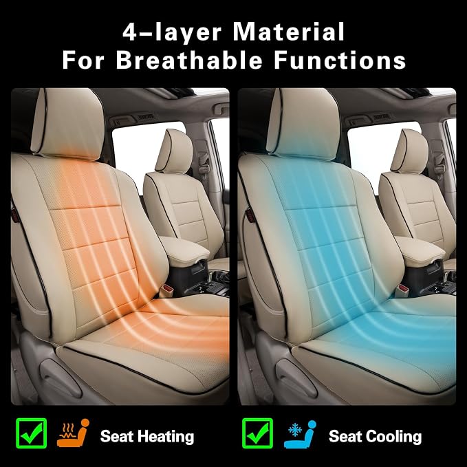 EKR Car Seat Covers Custom Fit for Toyota 4Runner(5 Seats) Full Set | for Toyota 4 Runner 2010-2024 Seat Covers for SUV,Full Wrap,Airbag Compatible,Waterproof Pet-resistant,Faux Leather(Beige) - Image 6