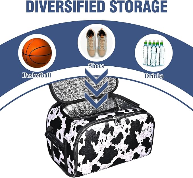 Cow Print Insulated Cooler Bag for Car, Multi-Mode Portable Thermal Lunch Cooler Tote, Reusable Thermal Storage Bag for Drinks, Snacks & Food, Ideal for Car Seat, Trunk, Road Trips & Travel - Image 9