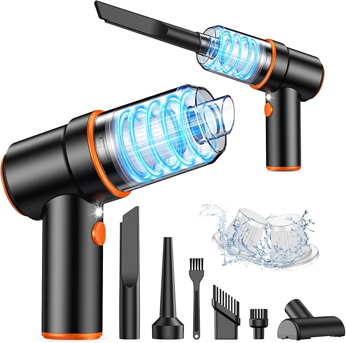 KMM Handheld Car Vacuum Cleaner, 9000PA Hand Held Vacuum & Air Duster | 120W High Power, Portable, Cordless, Rechargeable, Multi-Nozzles & LED Light, For Home, Car, Office by KMM