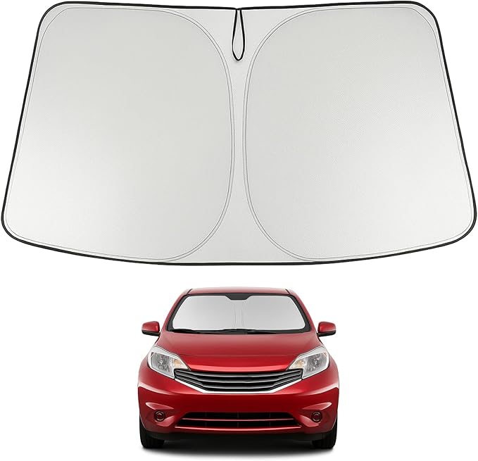 Proadsy Custom Fit 2012-2018 Nissan Versa Windshield Sun Shade, Blocks Heat | 240T Heat Shield, Drops Temp 54°F, Blocks 99% UV, Prevents Dashboard Cracking, Summer Parking & Beach Trips, Easy Twist-Fold by Proadsy