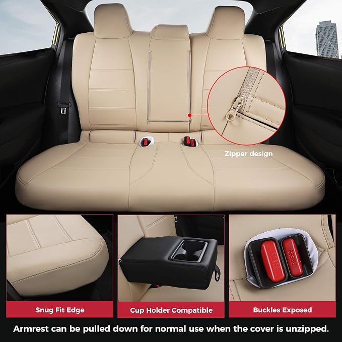 FREESOO Custom Leather Seat Covers for Toyota Corolla L LE 2020-2022 | Sedan, Full Set, Waterproof, Airbag Compatible, Scratch-resistant, Anti-slip, Protector Cushion, Durable Material, Easy-clean - Image 4