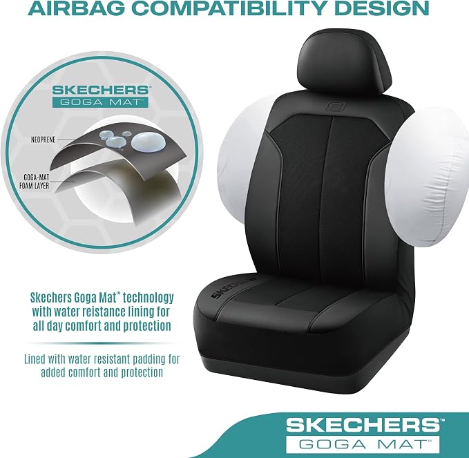 Skechers Car Seat Covers,GOGA Mat Oxford Cloth Seat Covers,Waterproof Car Seat Covers Full Sets,Automotive Universal Fit Seat Cover for Most Cars, Suvs, Trucks,Black - Image 5
