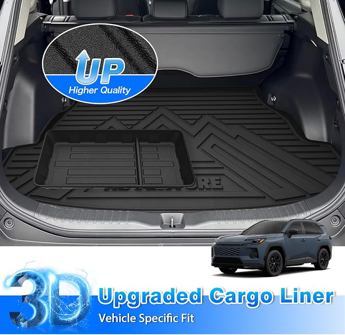 RAV4 Cargo mat - Trunk Mat for Toyota RAV4 2019-2025 (Fit for All Models), All Weather Trunk Mat & Storage Box for RAV4 Accessories, Heavy Duty Rubber Mats - Image 2
