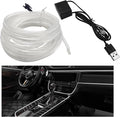 EL Wire Interior Car LED Strip Lights, 16.5FT 5V EL Wire Strip Neon Glowing Strobing Light w/ 5mm Sewing Edge, USB Electroluminescent Ambient Lighting Kit for Car Inside Decoration (White) by Pxobiug