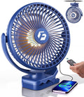 40000mAh Clip on Fan for Golf Cart, Up to 127Hrs Portable Rechargeable Fans | 8-inch Desk Fan with 3 Speeds, 9 LEDs, Timers, Hook, Battery Operated Fan for Office,Desk,Camping,Treadmill,Tent, Dark Blue by KorbotBestCoolingForYou