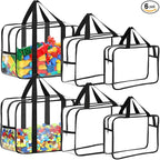 6 Packs Toy Storage Bags with Labels, Reusable Clear PVC Board Game Storage, Travel Waterproof Organizer Bags with Zipper Large Capacity (L, XL, XXL) by OPELETNNT