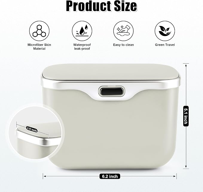 UYYE Car Trash Can, Car Garbage Bin with Lid & Handle - Leak-Proof Mini Trash Can for Car, Truck, SUV - Essential Car Accessories for Organization (White) - Image 2