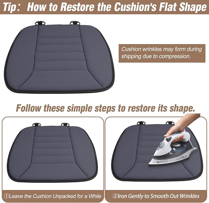 MYFAMIREA 2PCS Car Seat Cushion Pad 1.2" Thick Comfort Seat Protector for Car Driver Seat Office Chair Home Use Memory Foam Seat Cushion with Non Slip Bottom, 20'' x 18.5'', Dark Gray - Image 8