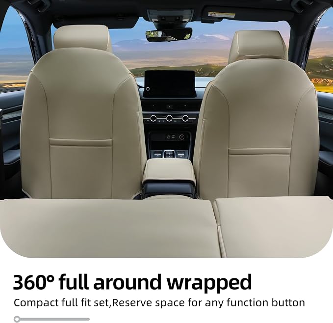 Lolcar CRV Seat Covers Custom Fit for Honda CRV 2023 2024 2025 2026 Leather Car Seat Cover Full Set for Trucks SUV,Waterproof Car Seat Cushion,Faux Leather （Beige） - Image 7