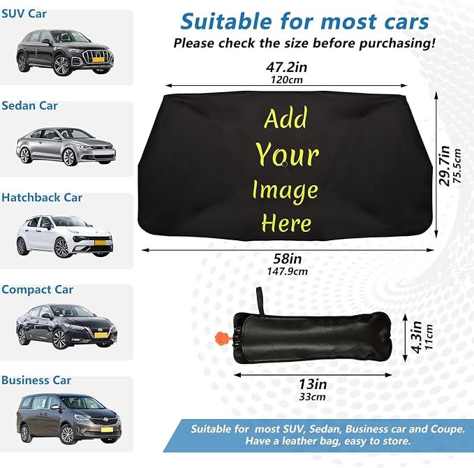 Car Sun Shade Windshield Custom Car Umbrella Foldable Uv Ray Reflector Front Window Sun Shade Visor Shield Cover - Image 2