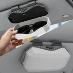 Sunglasses Holder for Car Visor, One-Handed Press to Open Car Glasses Case, Carbon Fiber Texture Visor Accessories Stability for Truck SUV Sedan, Anti-Scratch Velvet Interior (Grey White) - Image 7
