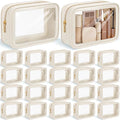 Hsei 20 Pcs Clear Makeup Bags Diaper Bag Organizer Travel Toiletry Bags with Zipper Clear Cosmetic Organizer Car Storage Pouch Bridesmaid Gift for Women Beach Vacation (Beige) by Hsei