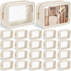 Hsei 20 Pcs Clear Makeup Bags Diaper Bag Organizer Travel Toiletry Bags with Zipper Clear Cosmetic Organizer Car Storage Pouch Bridesmaid Gift for Women Beach Vacation (Beige) by Hsei